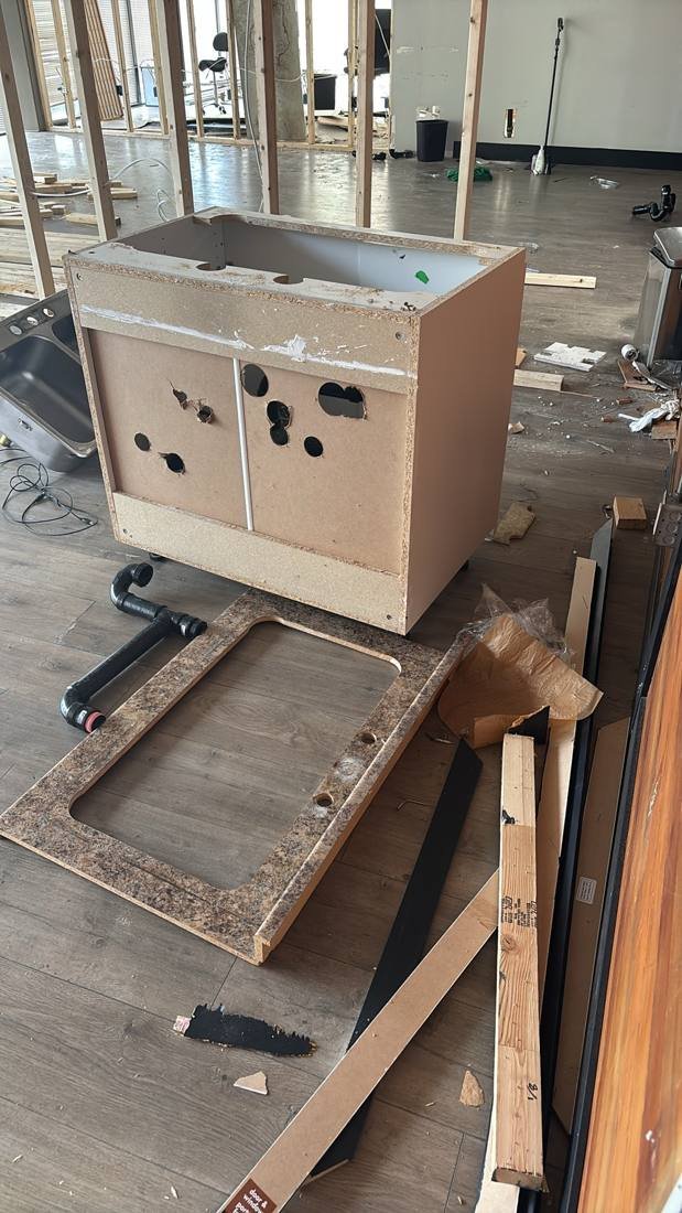 Vanity cabinet and countertop