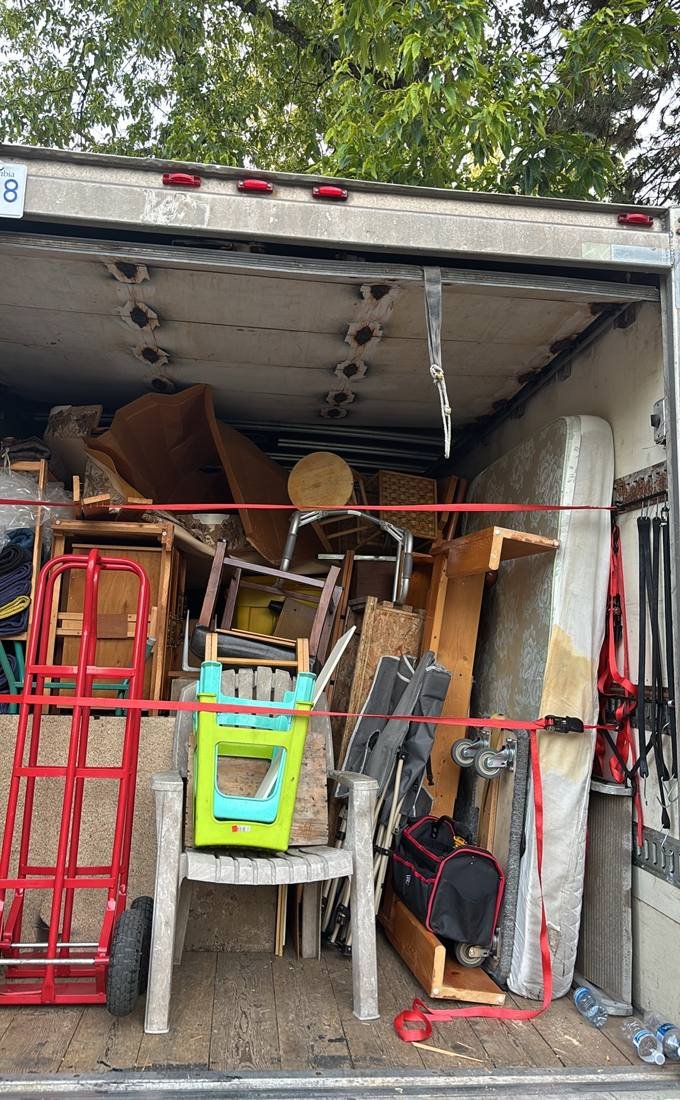 A full truck of household items